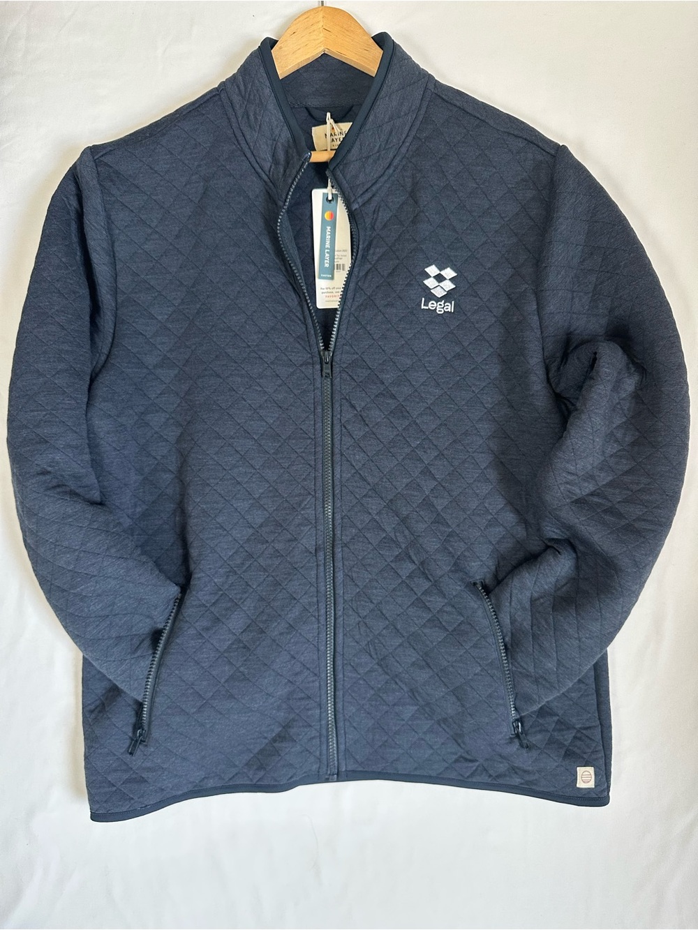 Marine Layer Diamond-Quilt Zip Jacket - Navy